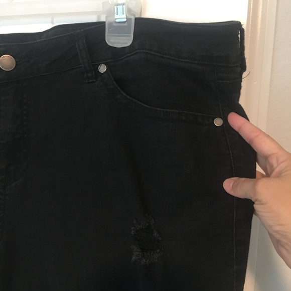 Torrid Distressed Jeans, sz 24R, Black Denim - Picture 7 of 15